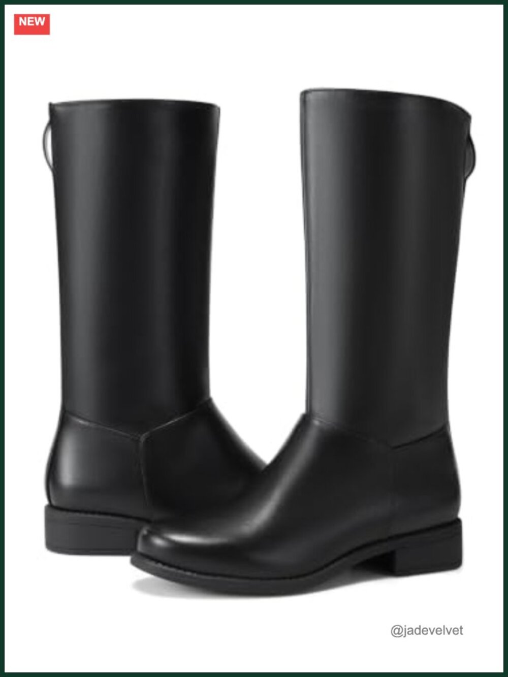 Mid Calf Boots Square Toe Chunky Low Heel Faux Leather Pull On Women